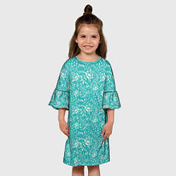 Платье клеш для девочки Хохломские узоры Бирюза, цвет: 3D-принт — фото 2
