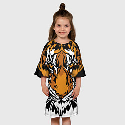 Платье клеш для девочки Взгляд хозяина джунглей, цвет: 3D-принт — фото 2