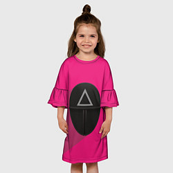 Платье клеш для девочки ИГРА В КАЛЬМАРА МАСКА ТРЕУГОЛЬНИК С ТЕНЬЮ, цвет: 3D-принт — фото 2