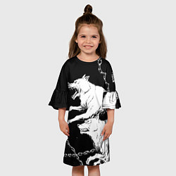 Платье клеш для девочки Белые волки, цвет: 3D-принт — фото 2