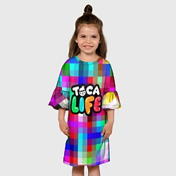 Платье клеш для девочки Toca Life: Pixels, цвет: 3D-принт — фото 2