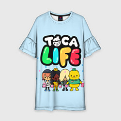 Платье клеш для девочки Toca Life: Logo, цвет: 3D-принт