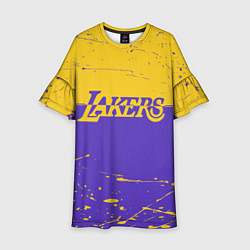 Платье клеш для девочки Kobe Bryant - Los Angeles Lakers - NBA, цвет: 3D-принт
