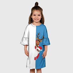 Платье клеш для девочки Крутые Санта и Олень, цвет: 3D-принт — фото 2