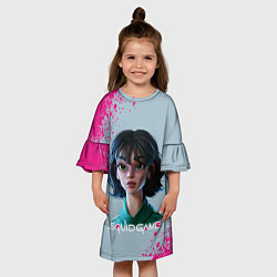 Платье клеш для девочки 067 Розовые брызги, цвет: 3D-принт — фото 2