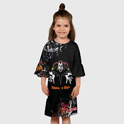 Платье клеш для девочки Лого рок групп, цвет: 3D-принт — фото 2