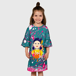 Платье клеш для девочки ИГРА В КАЛЬМАРА SQUID GAME КУКЛА, цвет: 3D-принт — фото 2