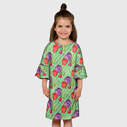 Платье клеш для девочки Vegan Огород, цвет: 3D-принт — фото 2