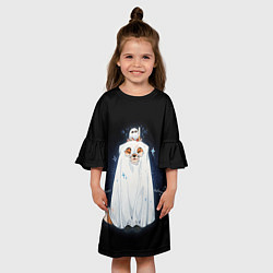 Платье клеш для девочки Лисичка фыр фыр поздравляет с хеллуином, цвет: 3D-принт — фото 2