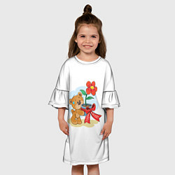 Платье клеш для девочки С днем рождения Медвежонок 2, цвет: 3D-принт — фото 2