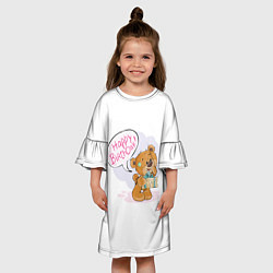 Платье клеш для девочки С днем рождения Медвежонок 3, цвет: 3D-принт — фото 2