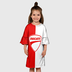 Платье клеш для девочки DUCATI WHITE RED STYLE LOGO, цвет: 3D-принт — фото 2