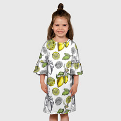 Платье клеш для девочки Лимонный паттерн, цвет: 3D-принт — фото 2