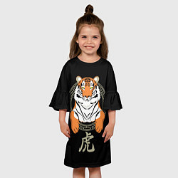 Платье клеш для девочки Тигр в рамке, цвет: 3D-принт — фото 2
