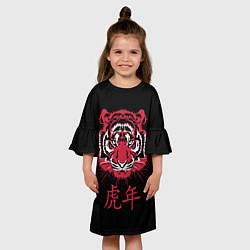 Платье клеш для девочки Год тигра: китайский гороскоп, цвет: 3D-принт — фото 2