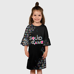 Платье клеш для девочки ИГРА В КАЛЬМАРА ГЛИТЧ SQUID GAME GLITCH, цвет: 3D-принт — фото 2