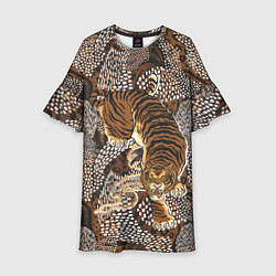 Платье клеш для девочки Тигр в засаде, цвет: 3D-принт