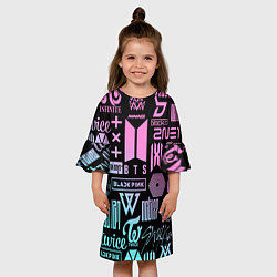 Платье клеш для девочки K-POP LOGOBOMBING КОРЕЙСКИЕ ГРУППЫ, цвет: 3D-принт — фото 2