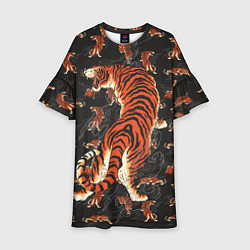 Платье клеш для девочки Тигр-хищник, цвет: 3D-принт