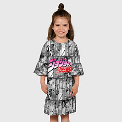 Платье клеш для девочки JOJOS BIZARRE ADVENTURE ЧЁРНО БЕЛОЕ, цвет: 3D-принт — фото 2