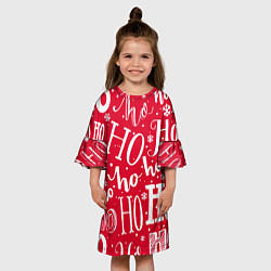Платье клеш для девочки HO HO HO Новогодняя, цвет: 3D-принт — фото 2