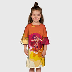 Платье клеш для девочки Космический скейтборд, цвет: 3D-принт — фото 2