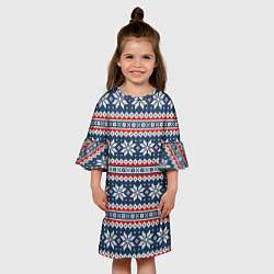 Платье клеш для девочки Knitted Christmas Pattern, цвет: 3D-принт — фото 2