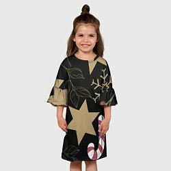 Платье клеш для девочки Новогоднее Настроение Звезды, цвет: 3D-принт — фото 2