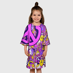 Платье клеш для девочки Психоделика Существа Знаки, цвет: 3D-принт — фото 2