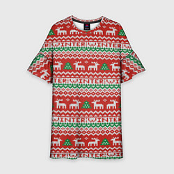 Платье клеш для девочки Deer Christmas Pattern, цвет: 3D-принт