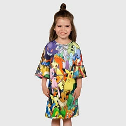 Платье клеш для девочки АНИМЕ, ПОКЕМОНЫ ВСЕ ПЕРСОНАЖИ POKEMON, цвет: 3D-принт — фото 2