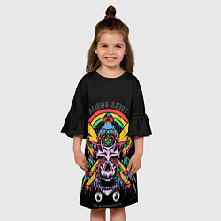 Платье клеш для девочки Череп Пришельцы существуют, цвет: 3D-принт — фото 2