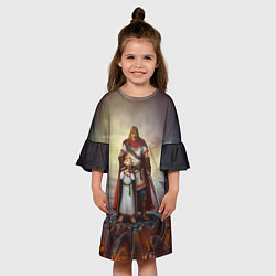 Платье клеш для девочки Славянский Воин Защитник, цвет: 3D-принт — фото 2