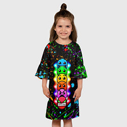 Платье клеш для девочки Geometry Dash: Splashes of Paint, цвет: 3D-принт — фото 2