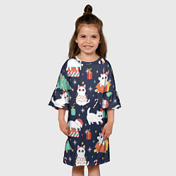 Платье клеш для девочки Новогодние Котята 2022, цвет: 3D-принт — фото 2