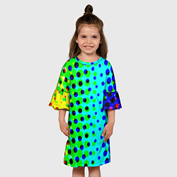 Платье клеш для девочки Цветная кислота, цвет: 3D-принт — фото 2