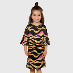 Платье клеш для девочки Тигровый окрас Gold Pink, цвет: 3D-принт — фото 2