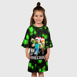 Платье клеш для девочки НОВОГОДНИЙ MINECRAFT ГЕРОИ ИГРЫ, цвет: 3D-принт — фото 2