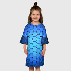 Платье клеш для девочки Неоновые 3D ПЛИТЫ, цвет: 3D-принт — фото 2