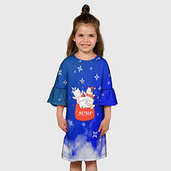 Платье клеш для девочки Коты в новогоднем мешочке, цвет: 3D-принт — фото 2