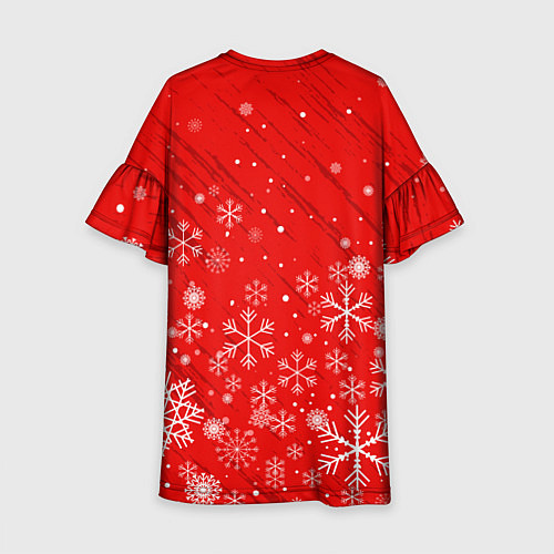 Детское платье Снежинки летящие и Олень с подарком / 3D-принт – фото 2