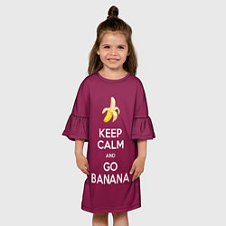 Платье клеш для девочки Keep calm and go banana, цвет: 3D-принт — фото 2