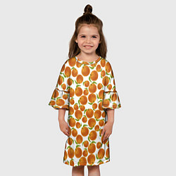 Платье клеш для девочки Мандарины Новый Год 2022, цвет: 3D-принт — фото 2