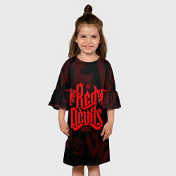 Платье клеш для девочки МАНЧЕСТЕР ЮНАЙТЕД КРАСНЫЕ ДЬЯВОЛЫ RED DEVILS, цвет: 3D-принт — фото 2