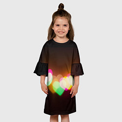 Платье клеш для девочки Горящие сердца всех цветов радуги, цвет: 3D-принт — фото 2