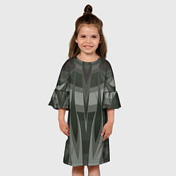Платье клеш для девочки Орхидея в зеленом Абстракция 541-2-p3-4 Дополнение, цвет: 3D-принт — фото 2