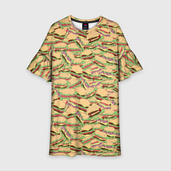 Платье клеш для девочки Гамбургеры Hamburgers, цвет: 3D-принт