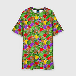 Платье клеш для девочки Овощи ЗОЖ, цвет: 3D-принт