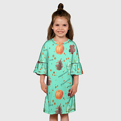 Платье клеш для девочки Праздничный принт c позитивными словами на английс, цвет: 3D-принт — фото 2