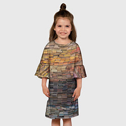 Платье клеш для девочки Книжные кирпичики знаний, цвет: 3D-принт — фото 2
